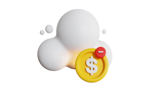 Cloud with dollar symbol and negative sign, symbolising financial hardship and economic challenges